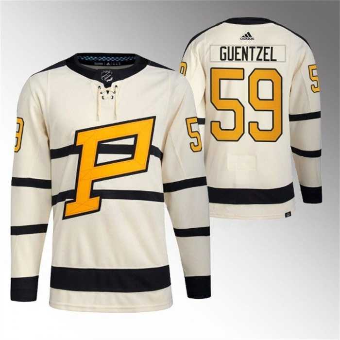 Men's Pittsburgh Penguins #59 Jake Guentzel Cream 2023 Winter Classic Stitched Jersey Dzhi